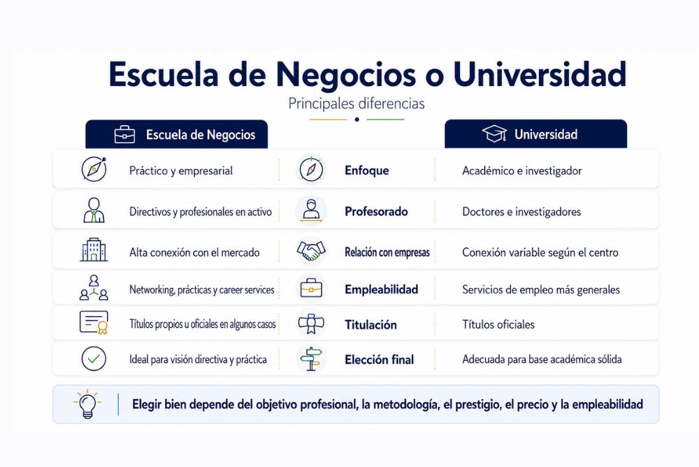 Diferencias entre una escuela de negocios y una universidad